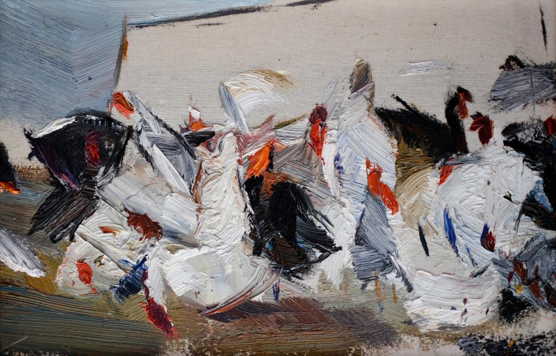 "Studiu. Curcani" by Doina Mîndrean, 2017, 200x300mm, oil on canvas