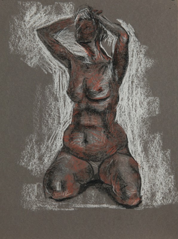 "Crochiu. Nud" by Nicoleta Stati, 2011, 400x300mm, pastel pe hârtie