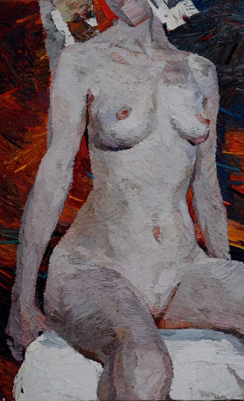 "Nude" by Anatol Ghimpu, 2001, 400x250mm, oil on canvas