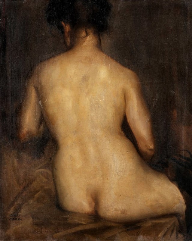 "Pictură. Nud" by Carl von Marr, ulei pe pânză