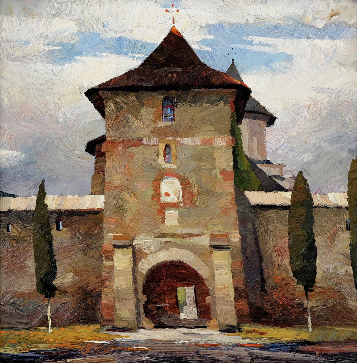 "Motiv. Moldovița" by Anatol Ghimpu, 680x680mm, ulei pe pânză