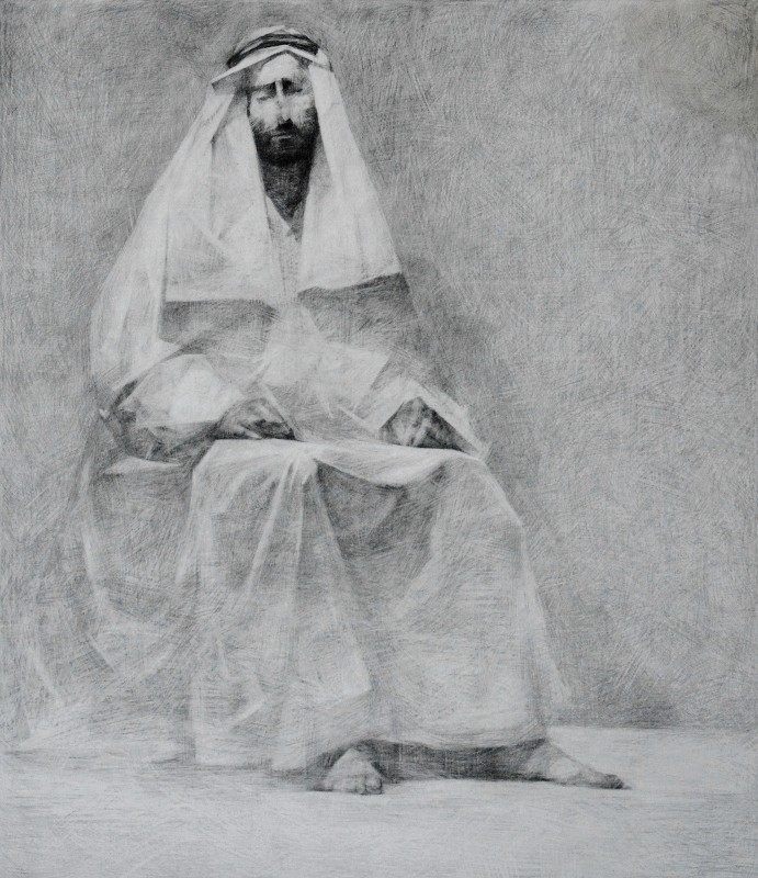 "Figură. Arab" by Cristina Demian, 2016, 800x700mm, creion pe hârtie