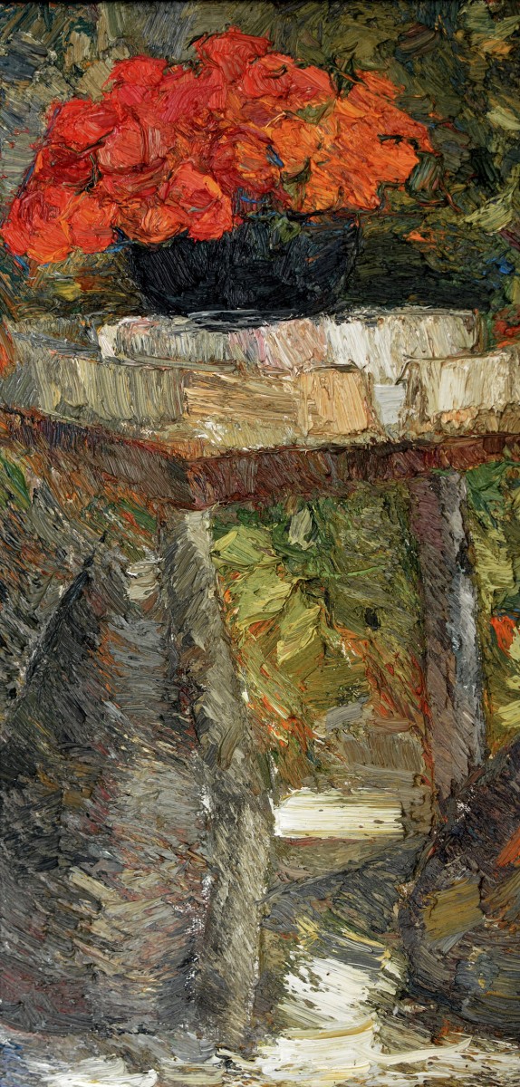 "Studiu cu flori" by Daniela Sîrbu, 2014, 600x300mm, oil on canvas