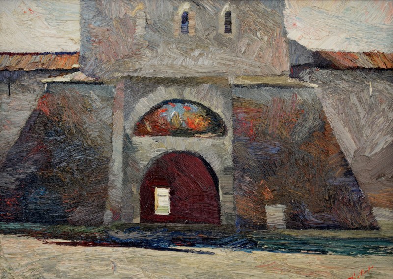 "Sucevita Monastery" by Anatol Ghimpu, 2002, 420x600mm, oil on canvas
