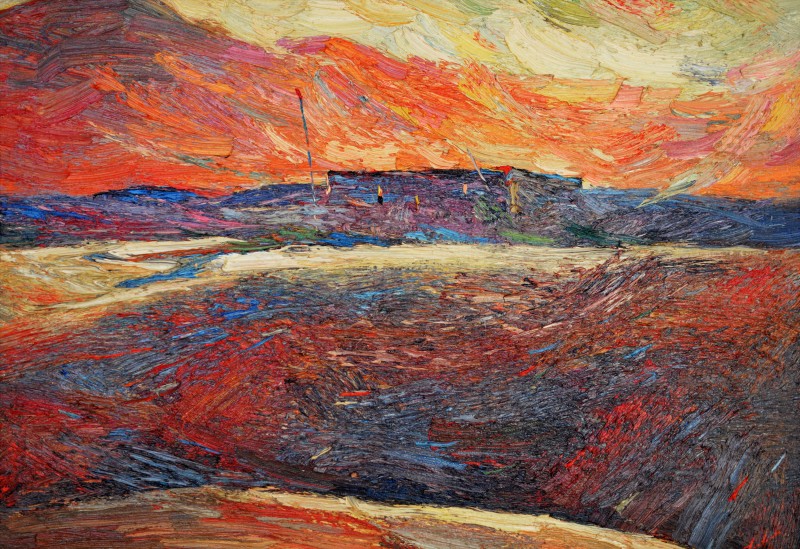 "Sunset. Turkmenistan" by Anatol Ghimpu, 2000, 520x740mm, oil on canvas