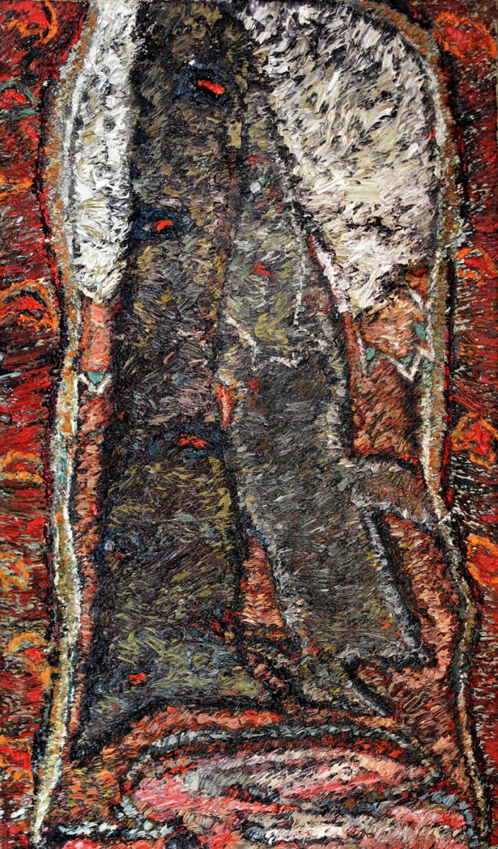 "Compoziție. „Copăcei”" by Olga Ilieș, 1999, 500x290mm, oil on canvas