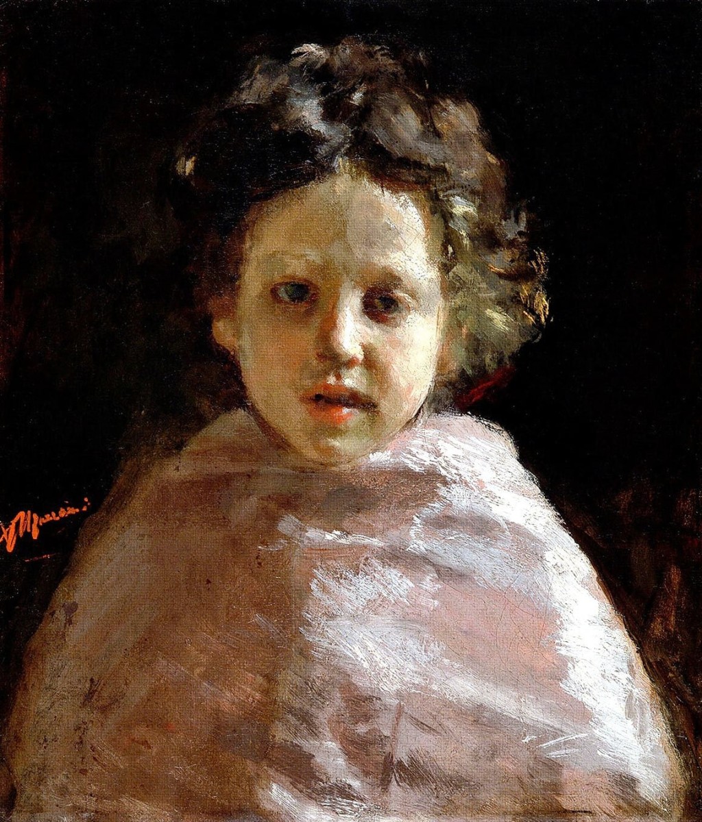 "Pictură. Portret" by Antonio Mancini, ulei pe pânză