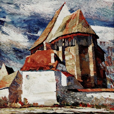 "Brădeni" by Anatol Ghimpu, 2004, 600x600mm, oil on canvas
