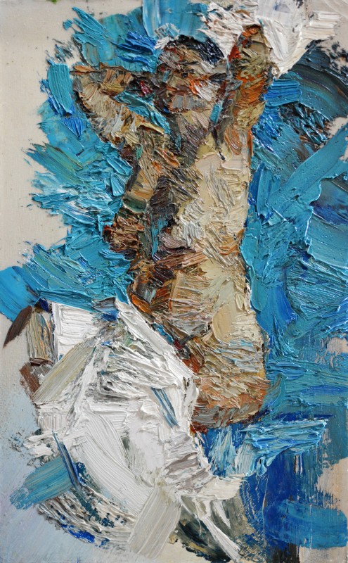 "Painting. Etude. Nude. Long term" by Cristina Sîrbu, 400x200mm, oil on canvas