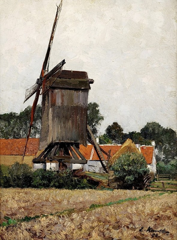 "Pictură. Mori de vânt" by Eugen Kampf