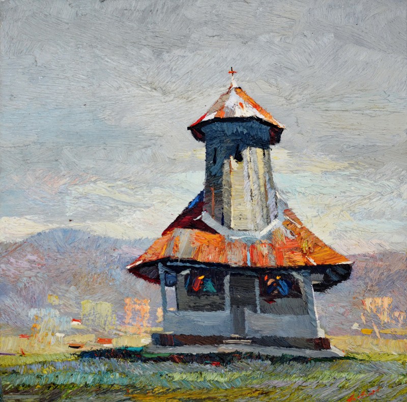 "Church" by Anatol Ghimpu, 2014, 520x520mm, oil on canvas