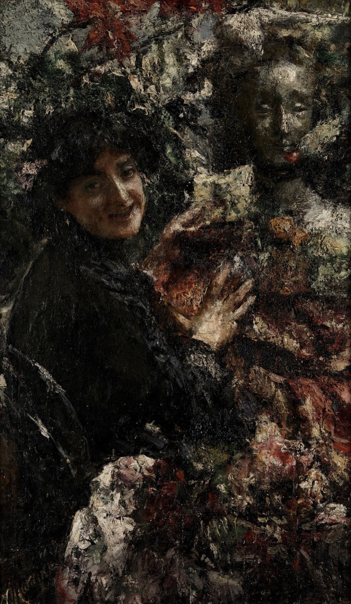 "Composition" by Antonio Mancini, oil on canvas