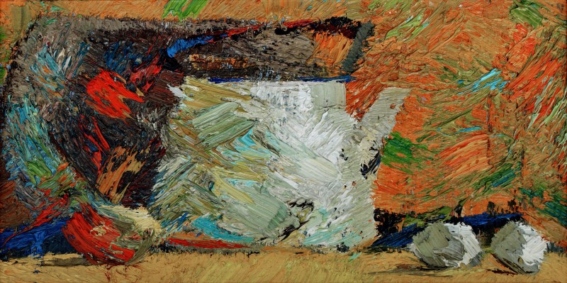 "Studiu. Natură statică" by Victor Teslaru, 2014, 200x400mm, oil on canvas