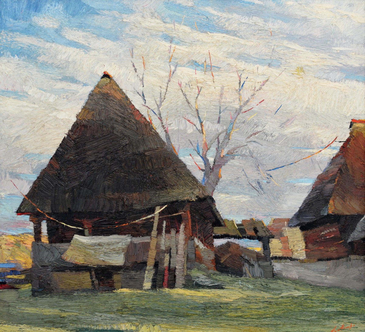 "Landscape. Maramureș" by Anatol Ghimpu, 2000, 620x680mm, oil on canvas