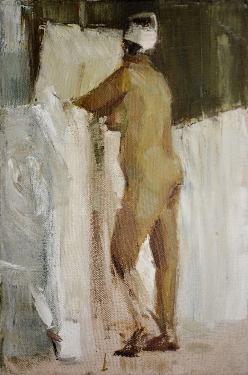 "Studiu. Nud" by Alexandru Untilov, 2014, 300x200mm, oil on canvas