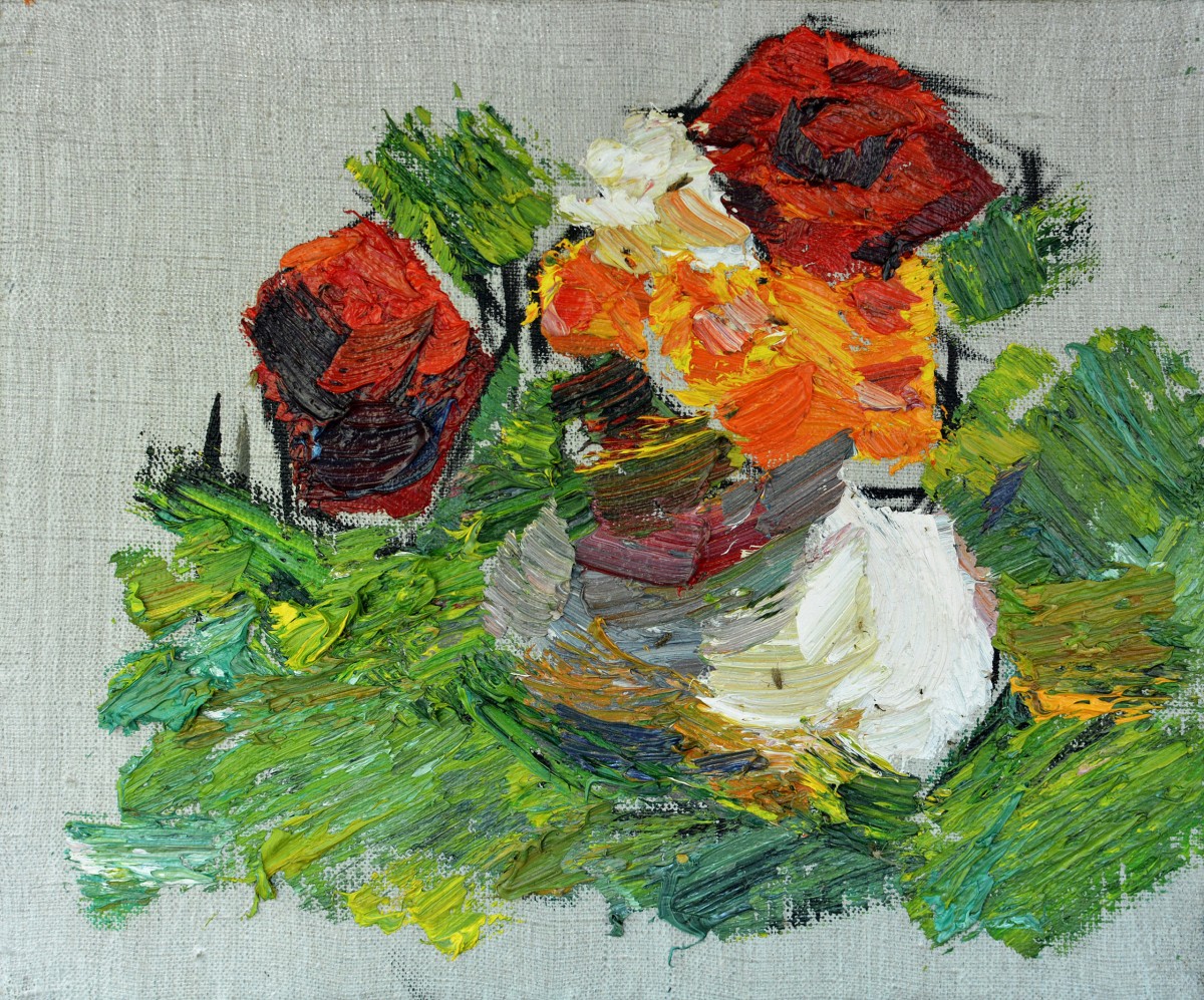 "Studiu. Flori. Pleinair" by Maia Doina, 2016, 300x250mm, ulei pe pânză