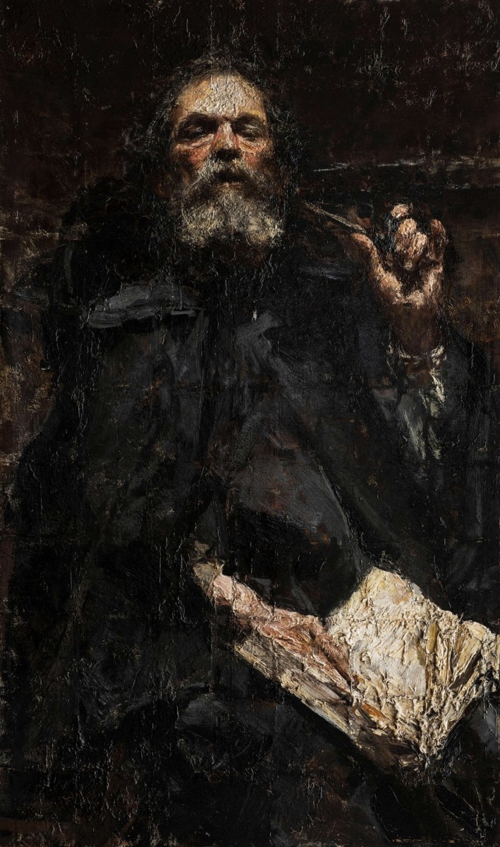 "Painting. Figure" by Antonio Mancini, oil on canvas