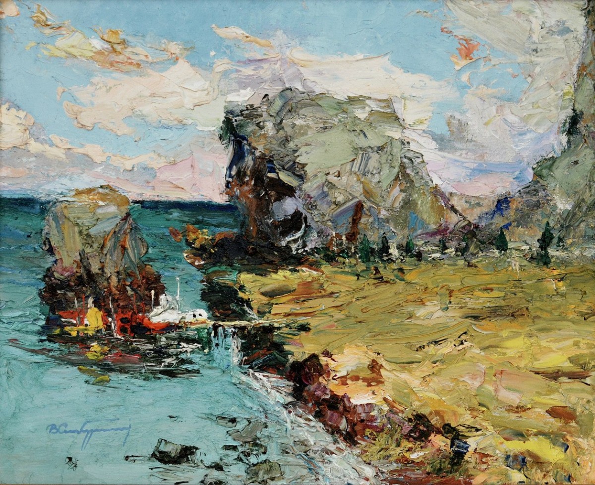"Painting. Landscape" by Veniamin Slobodzinschii, oil on canvas