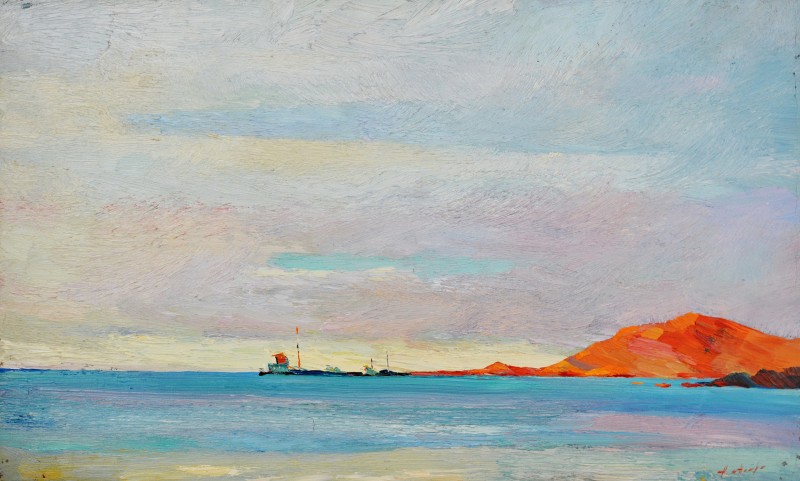 "The Caspic Sea" by Anatol Ghimpu, 2000, 420x680mm, oil on canvas