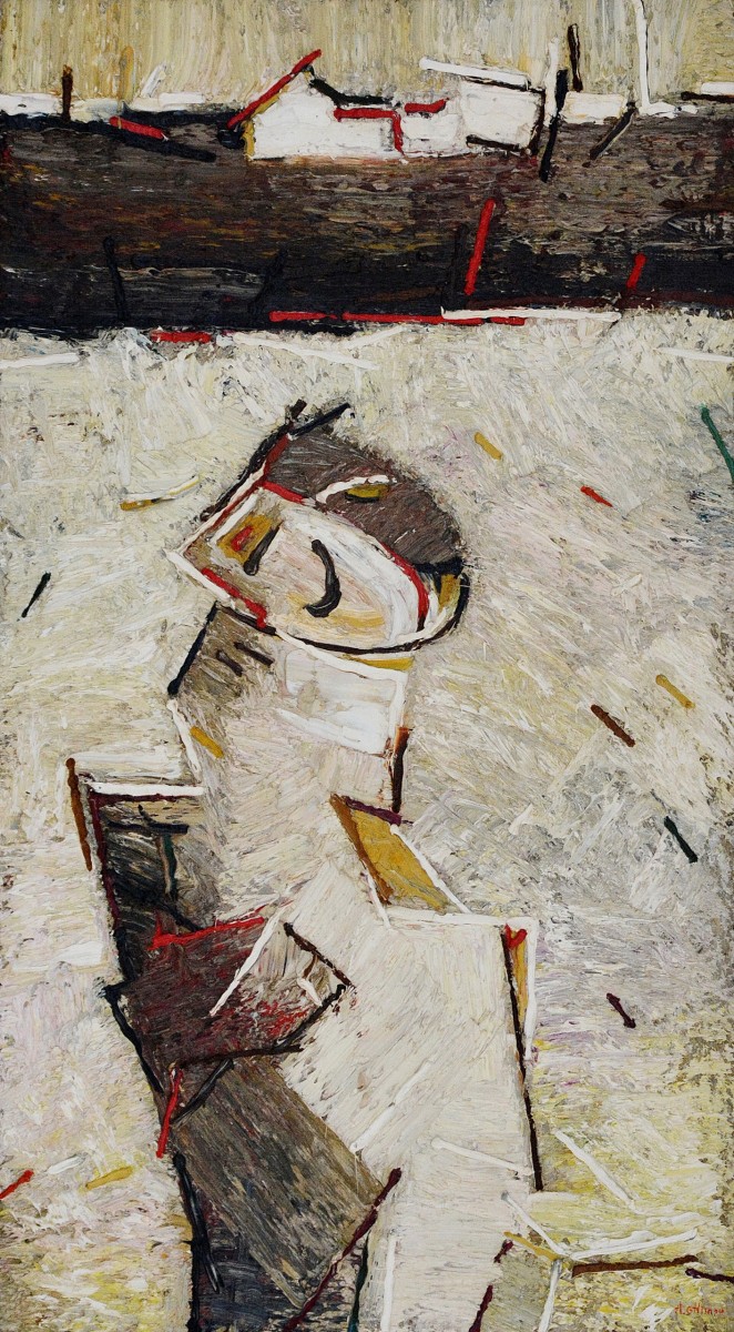 "Epuiași..." by Anatol Ghimpu, 1994, 865x485mm, ulei pe pânză