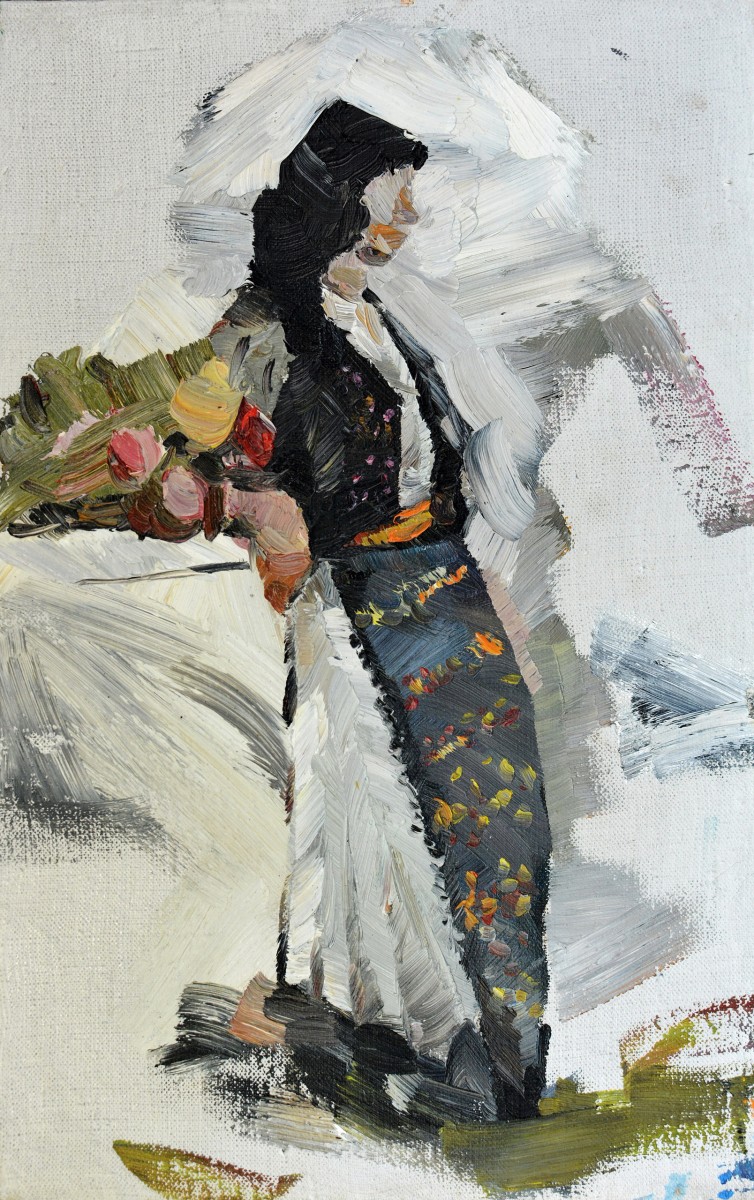 "Studiu. Figură în pleinair" by Думитру Джосану, 2013, 400x250mm, масло / холст