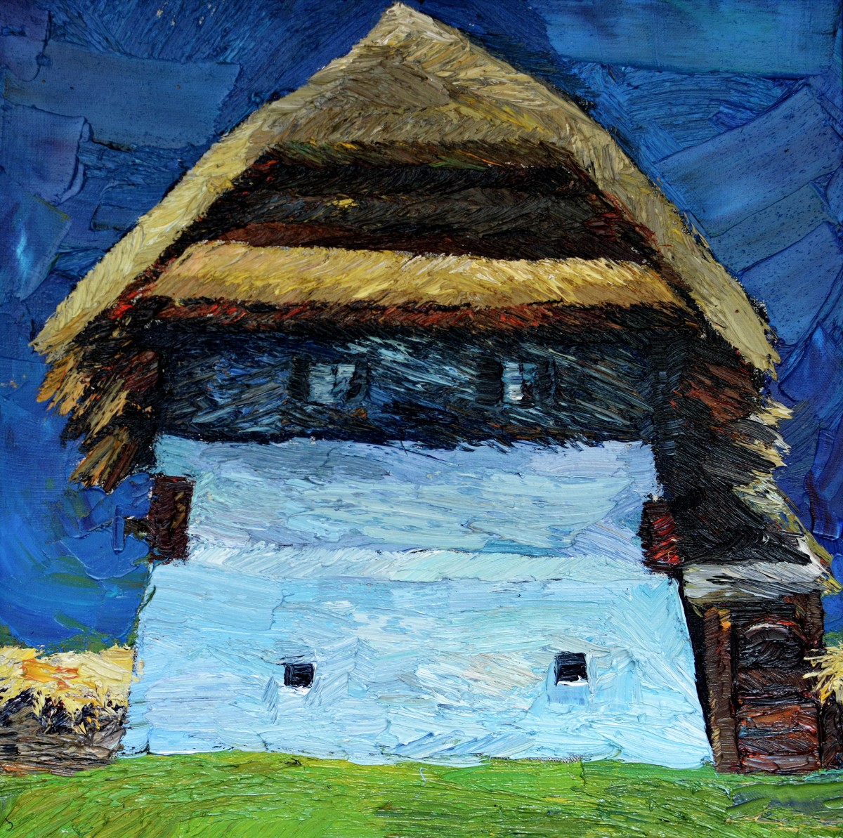 "Căsuță. Sibiu ASTRA" by Vlada Cibuc, 2015, 420x420mm, oil on canvas