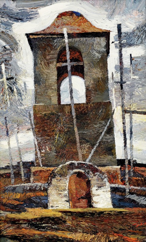 "Clopotnita. Butuceni" by Anatol Ghimpu, 2003, 680x420mm, ulei pe pânză