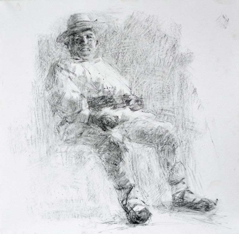 "Drawing. Figure. Long term" by Eduard Leahu, 400x400mm, Russian sauce on paper