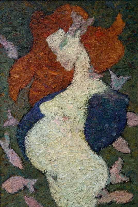 "Little Fishes" by Nicoleta Stati, 2002, 680x680mm, ulei pe pânză