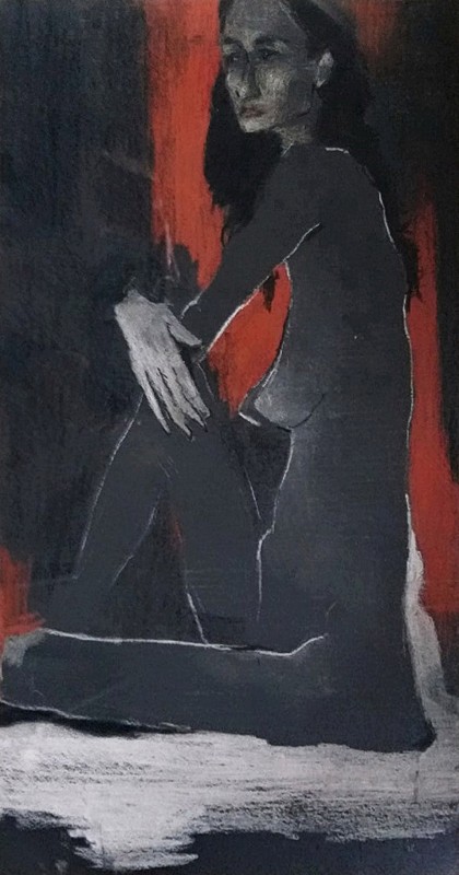 "Drawing. Nude" by Cristina Demian, 400x250mm, pastel on paper