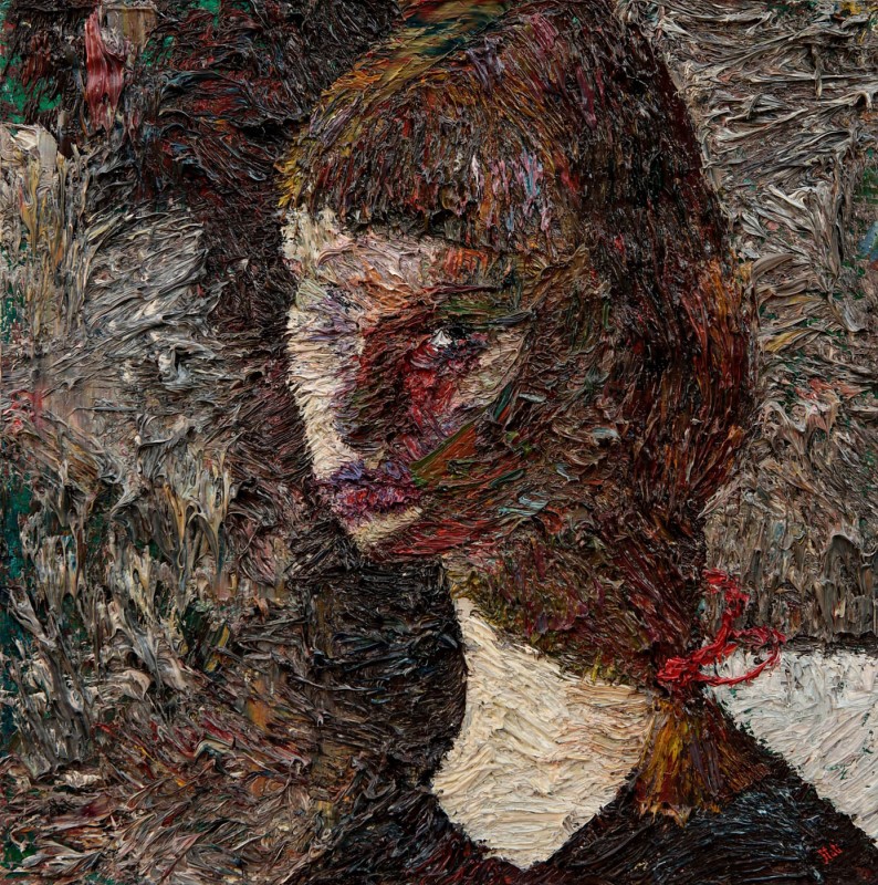 "Автопортрет" by Ниcолета Стати, 2003, 420x420mm, масло / холст