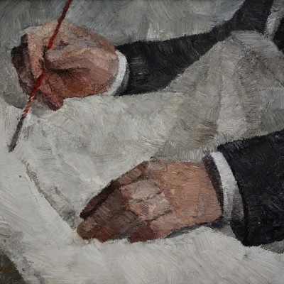 "Mâini" by Alexandra Clapatiuc, 2007, 320x420mm, ulei pe pânză