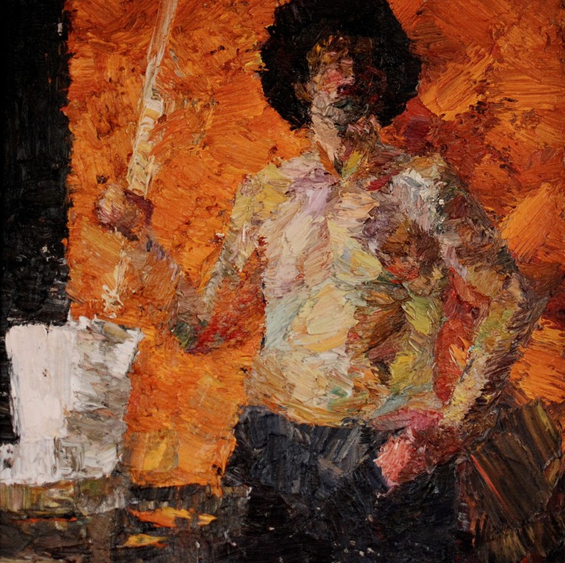 "Studiu. Figură în interior" by Elena Moraru, 2014, 300x300mm, oil on canvas