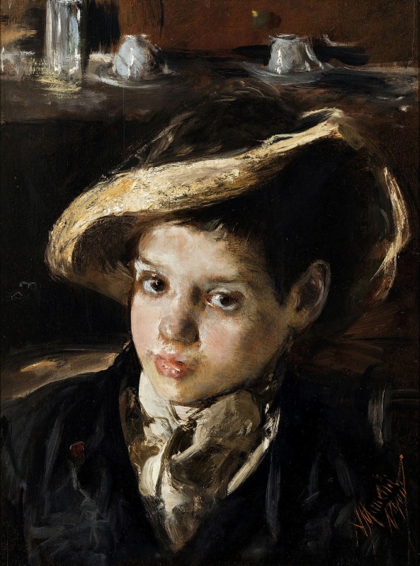 "Pictură. Portret" by Antonio Mancini, ulei pe pânză
