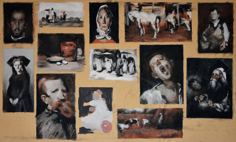 "Copies" by Oxana Țip, mixed technique on paper