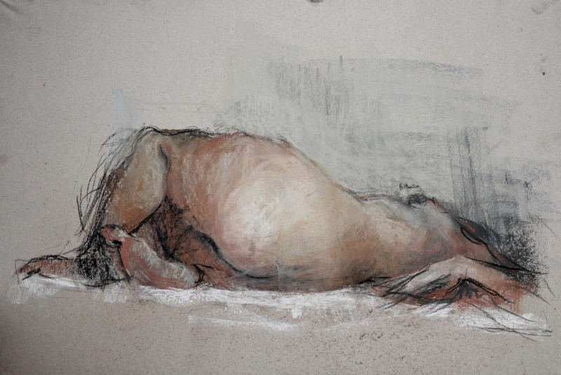 "Crochiu nud" by Cristina Sîrbu, 2016, 400x600mm, Russian sauce on paper