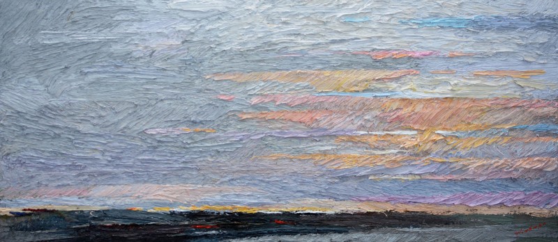 "Sunrise. Schiedam" by Anatol Ghimpu, 2020, 300x680mm, oil on canvas