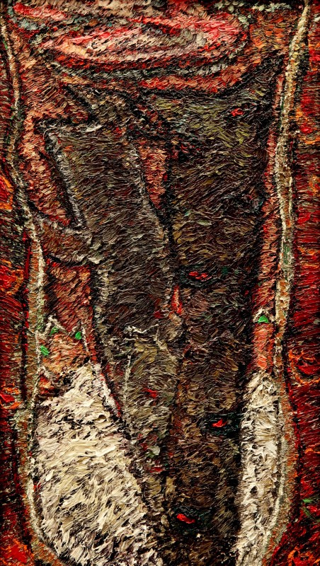 "Compoziție. Copăcei" by Olga Ilieș, 1999, 500x290mm, ulei pe pânză