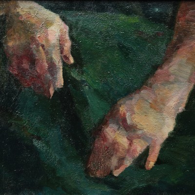 "Hands" by Oxana Țip, 1998, 400x500mm, oil on canvas
