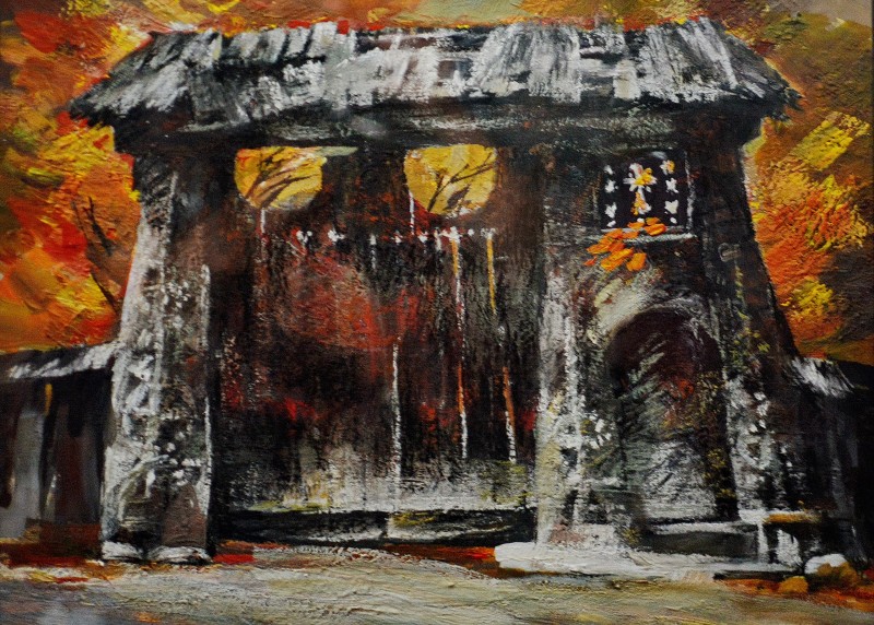 "Maramureș. Gates" by Oxana Țip, 2004, 300x400mm, oil on canvas