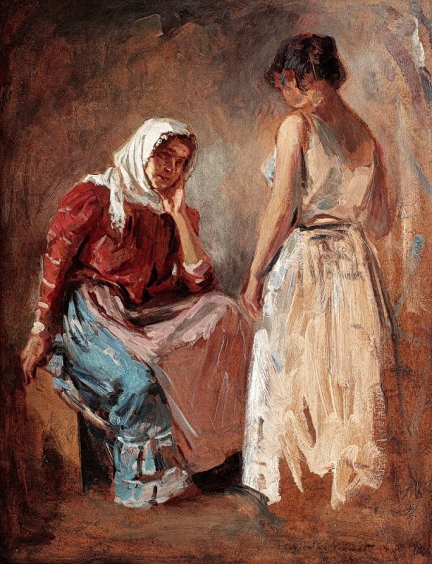 "Composition" by Nicolae Vermont, oil on cardboard