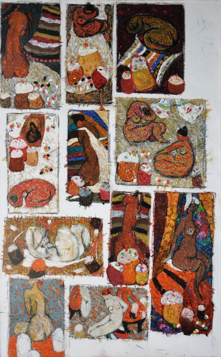 "Căutări către diplomă" by Veronica Crețu, 2010, 800x500mm, pastel on paper