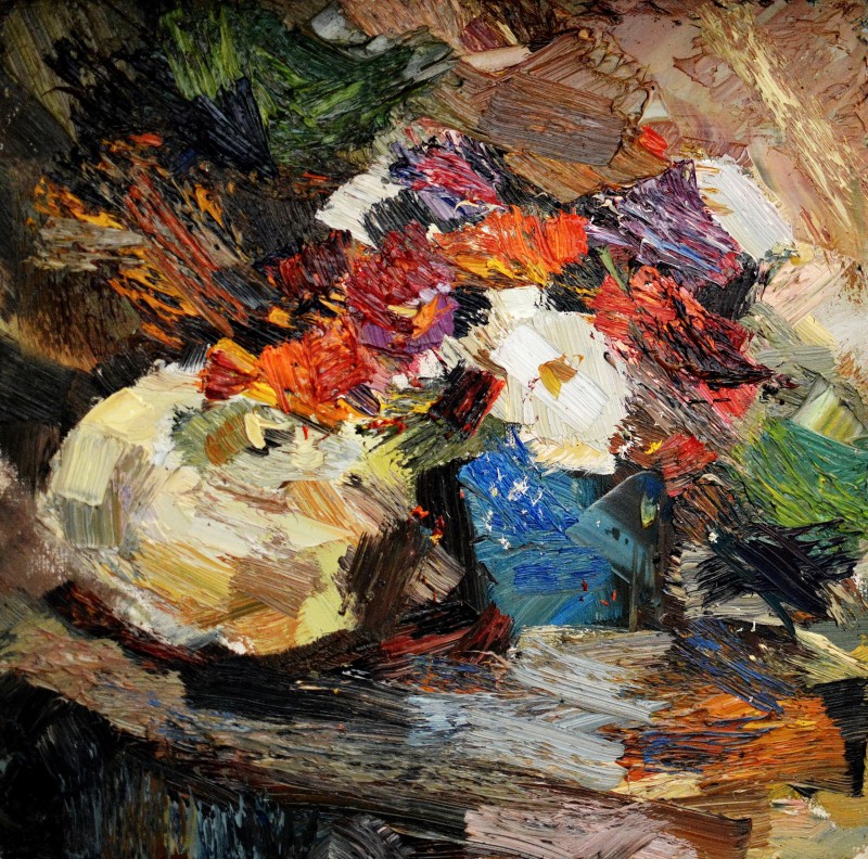 "Studiu flori" by Mihai Onciu, 2016, 420x420mm, oil on canvas