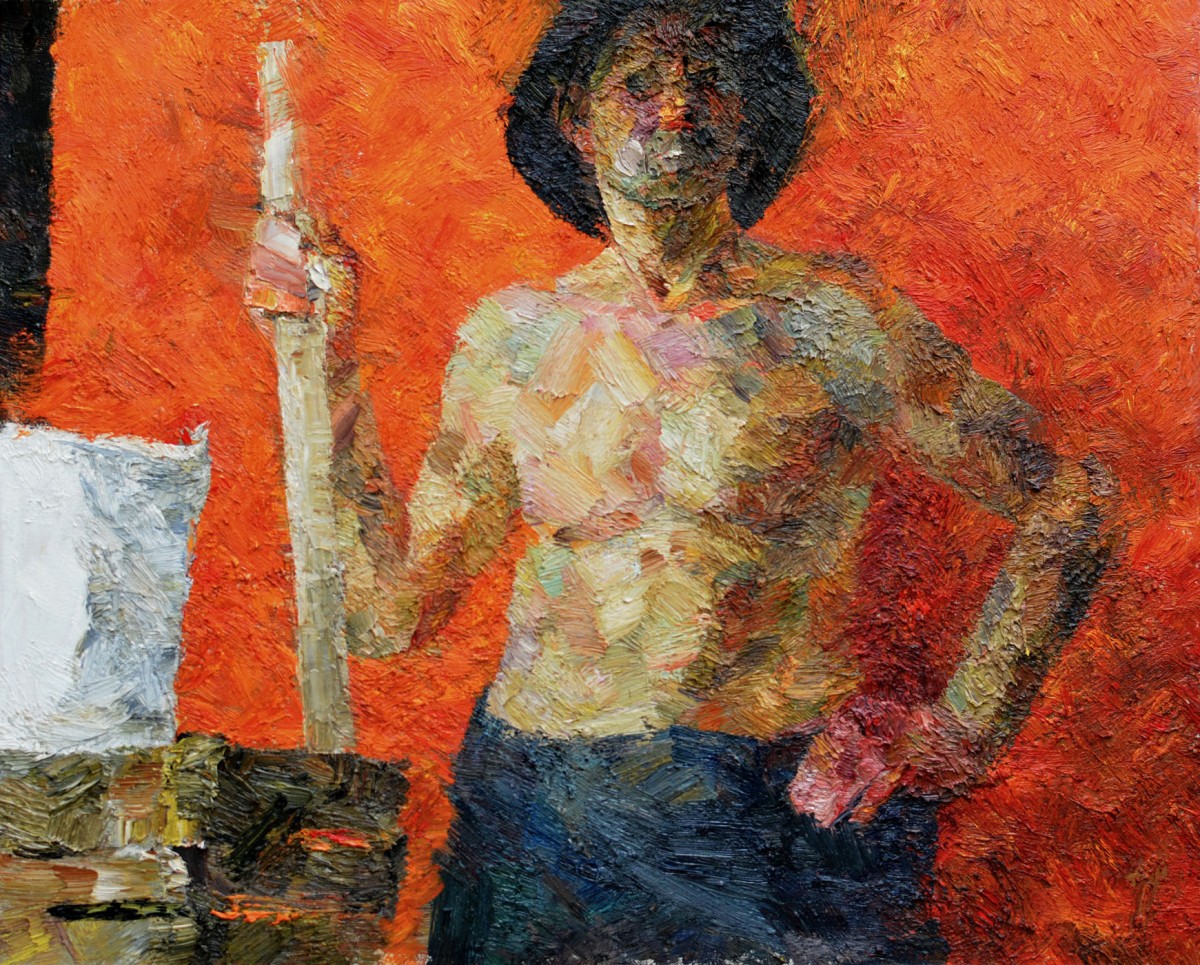 "Semifigură tematică" by Elena Moraru, 2014, 650x800mm, oil on canvas