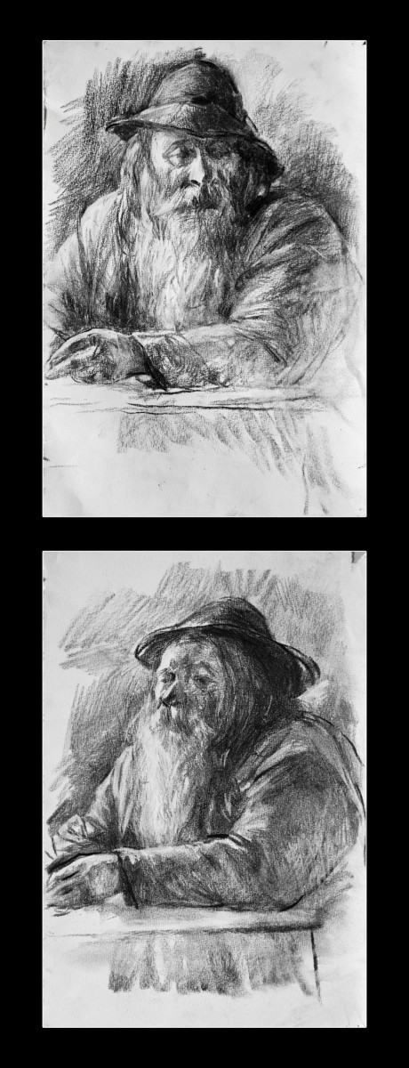 "Drawing. Figure" by Gheorghe Lisița, 280x190mm x 2, Russian sauce on paper