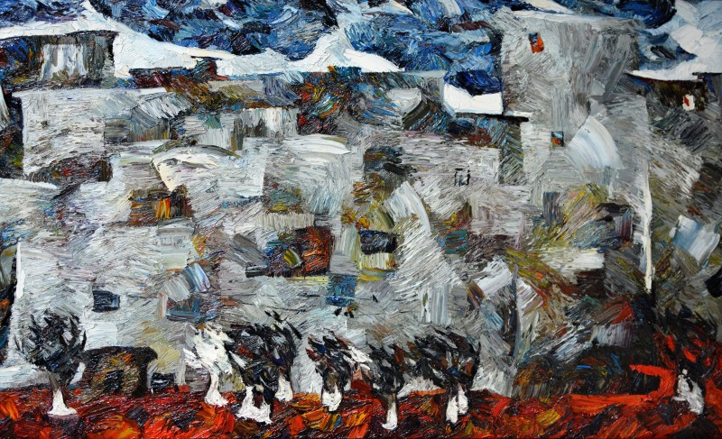 "Composition. Long term" by Dumitrița Znaida, 520x840mm, oil on canvas