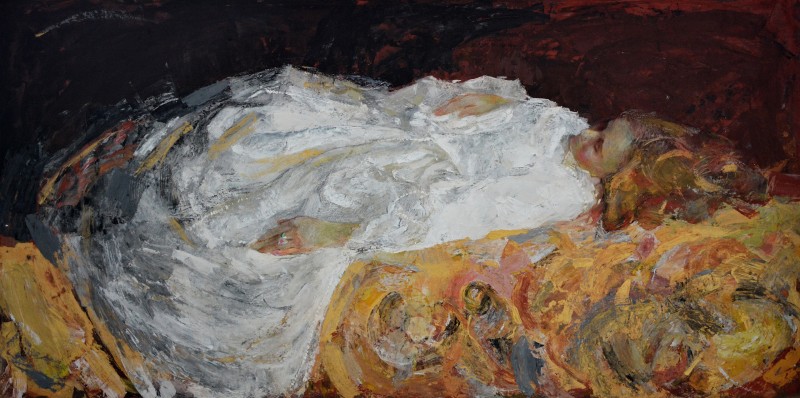 "Desen. Figură / semifigură. De lungă durată" by Ștefan Mocanu, 500x1000mm, pastel pe hârtie