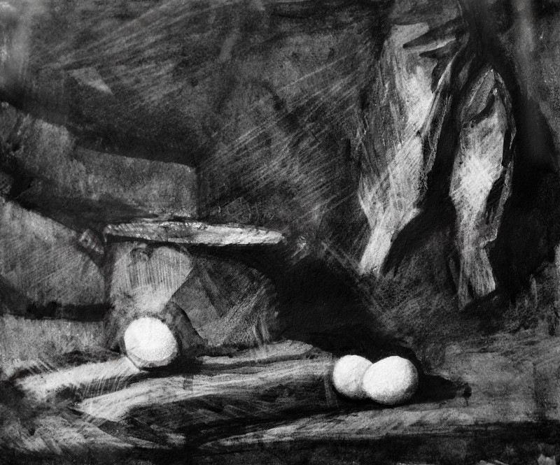 "Натюрморт" by Ион Голубей, 2012, 400x450mm, соус / бумага