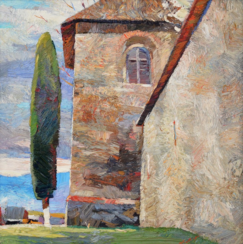 "Этюд. Монастырь Молдовица" by Анатол Гимпу, 2002, 520x520mm, масло / холст