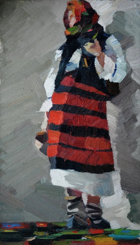 "Studiu. Figură în național" by Cătălin Graur, 2015, ulei pe pânză